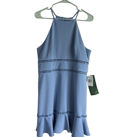 B. Smart Halter Dress - Eyelet Trim, Ruffle Hem - Party, Cocktail - Size 17 - Picture 2 of 6